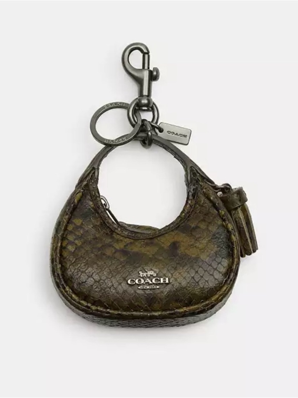 Coach Python-Embossed Leather Coin Purse Keychain HTF - Picture 5 of 7